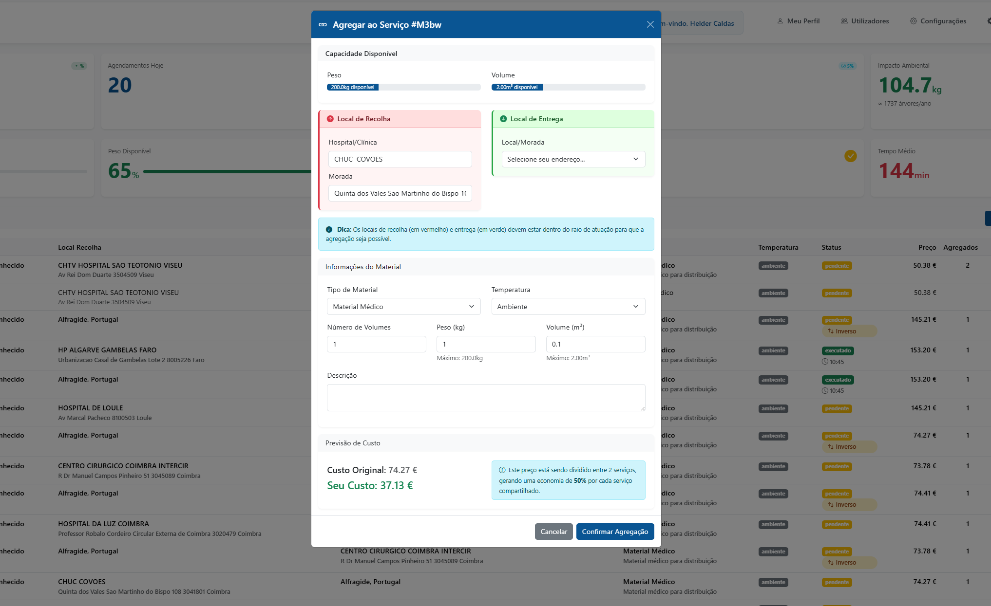 Interface de Busca de Agregações